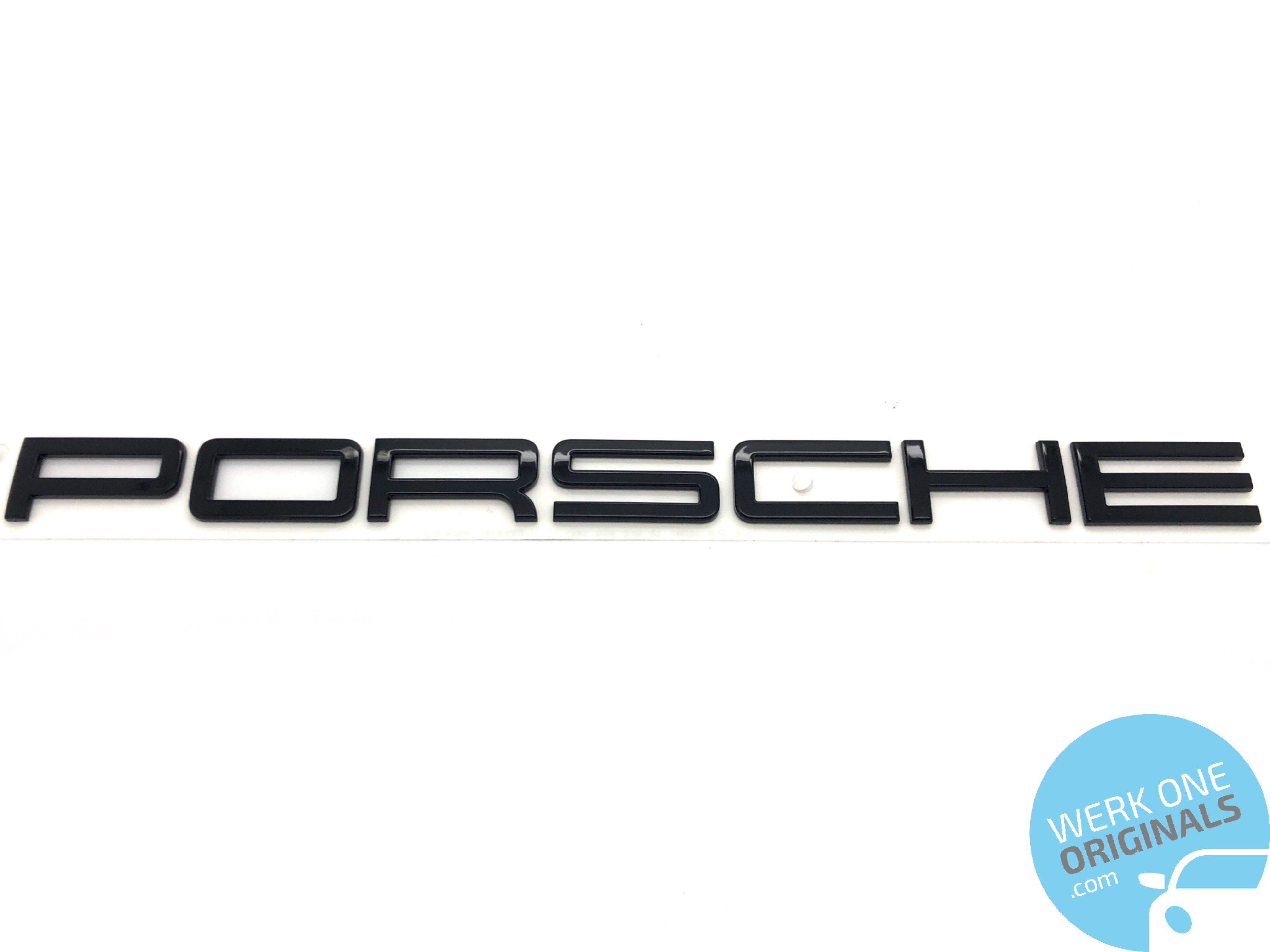 Porsche 'PORSCHE' Script Logo Rear Badge in Gloss Black for 911 Type 991 Models