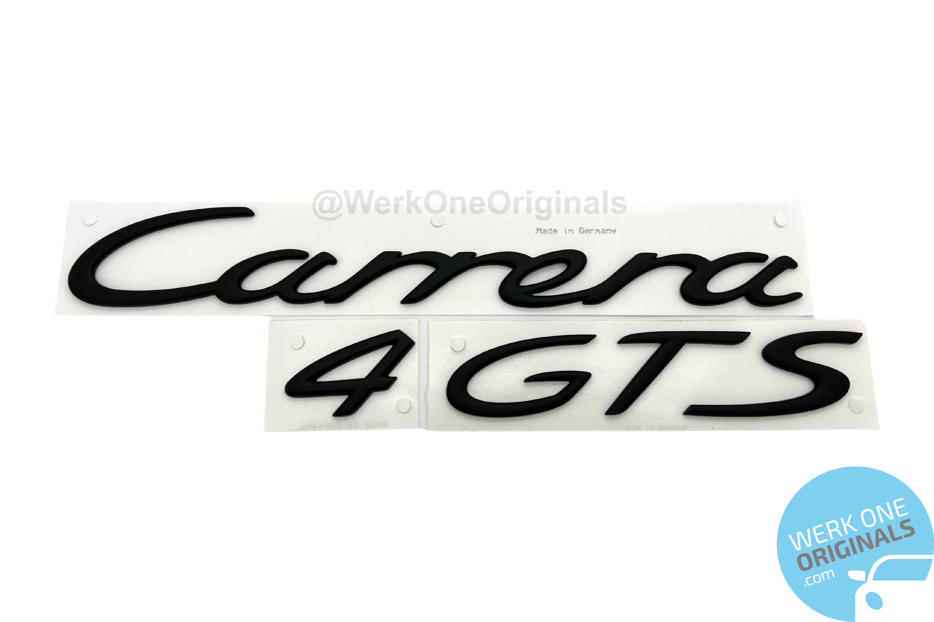 Porsche Official 'Carrera 4 GTS' Rear Badge Decal in Matte Black for 911 Type 997 Carrera 4 GTS Models